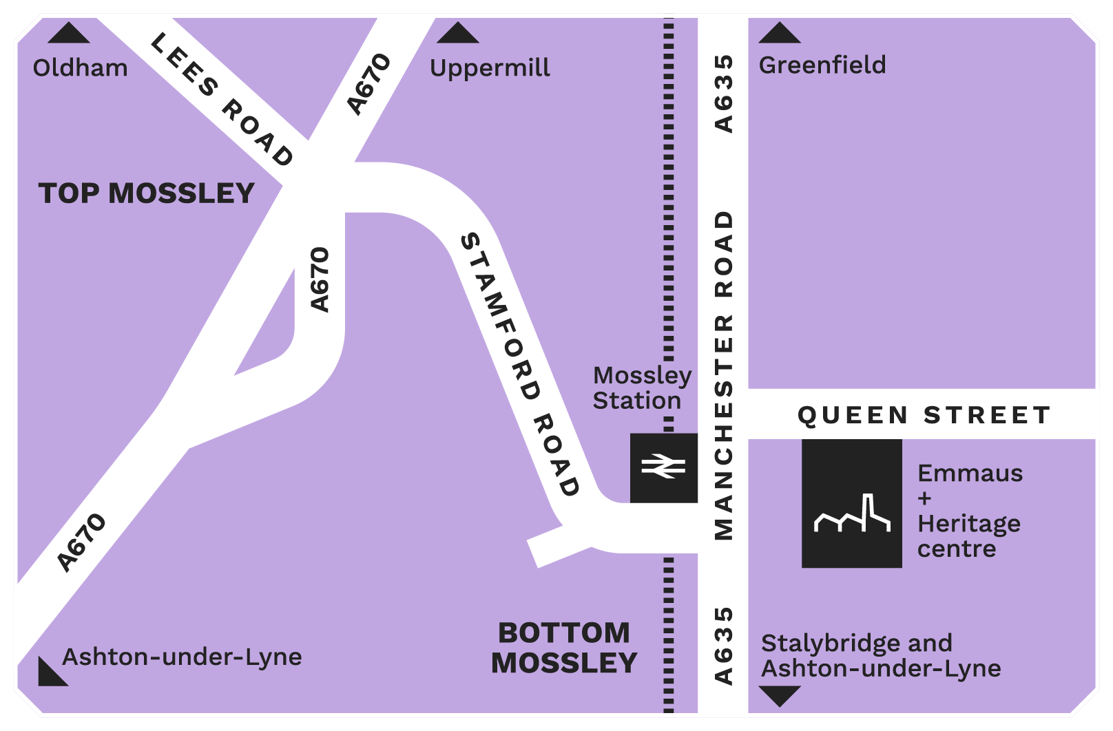 Map showing how to get to the centre