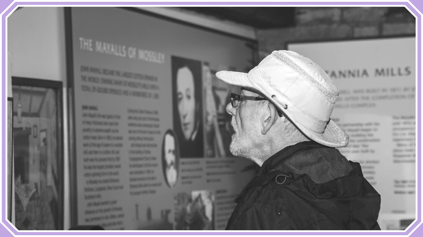 A visitor browsing the centre